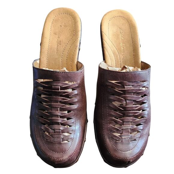 Eddie Bauer Brown Leather Slip On Mule Clog Size 11M - Picture 1 of 7